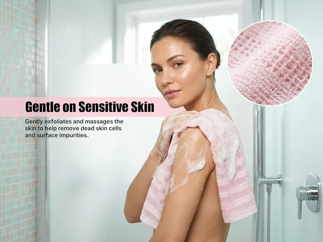 Alt view image 6 of 7 - Long Body Scrub Washcloth for Smooth Skin, Deep Cleansing Exfoliating Bath Towel