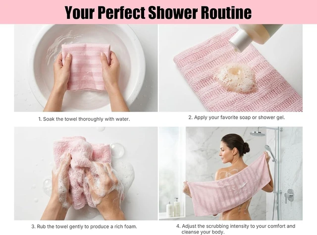 Alt view image 7 of 7 - Long Body Scrub Washcloth for Smooth Skin, Deep Cleansing Exfoliating Bath Towel