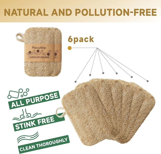 Alt view image 3 of 5 - Natural Loofah Dish Sponges | Biodegradable & Eco Friendly Kitchen Sponges for Washing Dishes | Heavy-Duty Dishwashing Sponge |