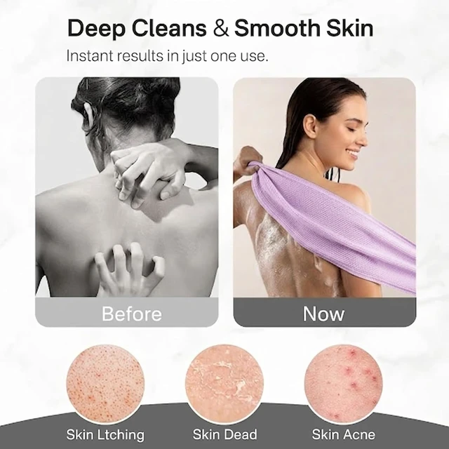 Alt view image 6 of 7 - Japanese Korean Style Loofah Sponge Exfoliator for Women Men, Exfoliating Body Scrubber Towels - Back Scrub Washcloths for Shower Bath