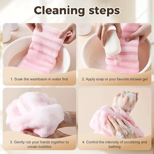 Alt view image 7 of 7 - Dual-Texture Shower Towel for All Skin Types, Premium 2-Sided Exfoliating Body Scrubber Washcloth for Face and Skin