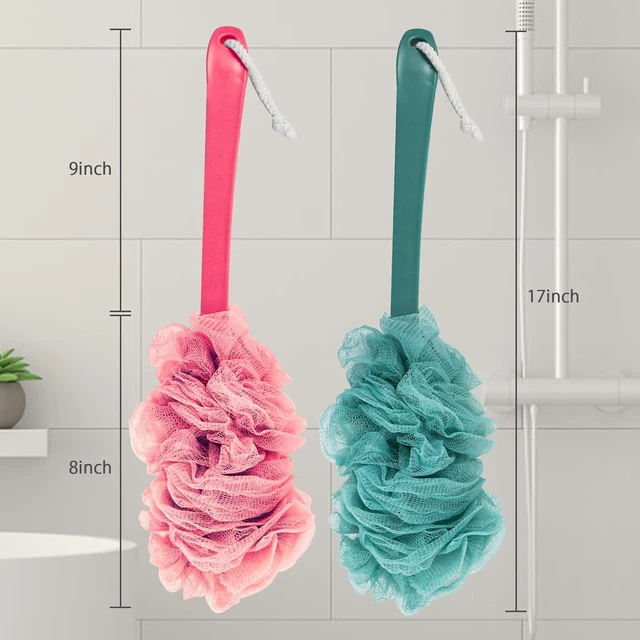 Alt view image 5 of 7 - Exfoliating Body Brush for Shower & Bathing, Long Handle Back Scrubber with Loofah Sponge