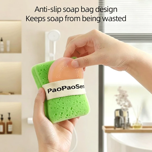 Alt view image 4 of 7 - Triple Function Bath Sponge with Integrated Soap Holder