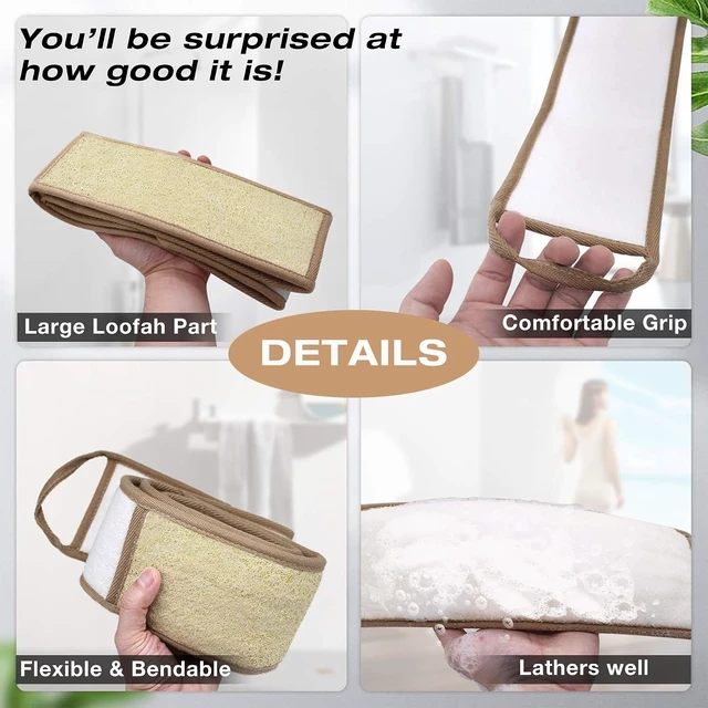 Alt view image 2 of 7 - Extra Long Natural Loofah Luffa Back Scrubber for Shower Deep Clean Exfoliating Body Brush for Men Women
