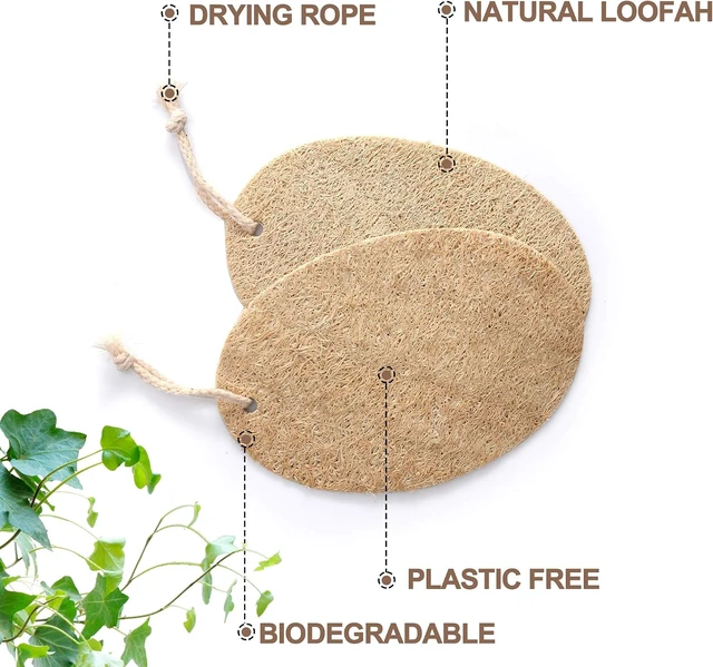 Alt view image 2 of 6 - Plastic-Free Compostable Cleaning Supplies, Biodegradable Plant-Based Dish Sponges, Eco-Friendly Natural Loofah Kitchen Scrubber Pads