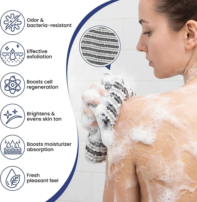 Alt view image 3 of 7 - Premium Loofah Alternative for Men and Women, Japanese Back Scrubbing Wash Cloth - Deep Clean Body Exfoliating Towel