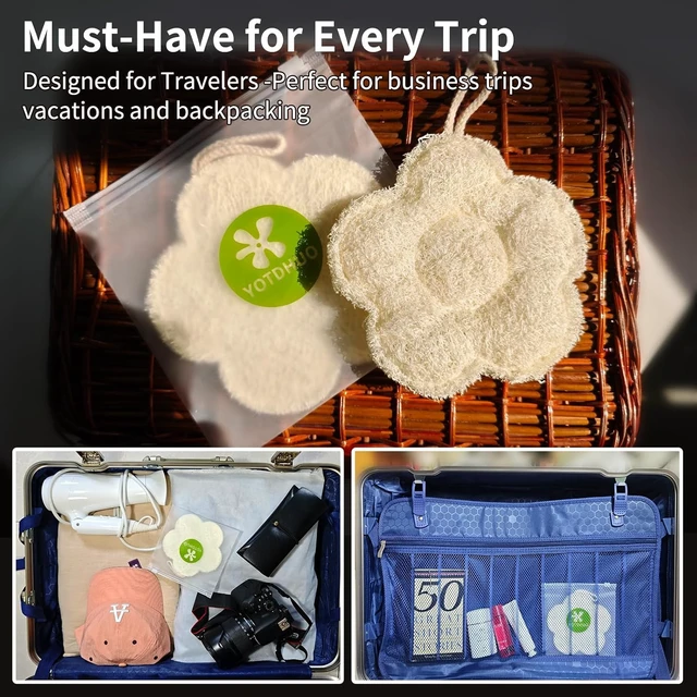 Alt view image 3 of 6 - Quick-Drying & Lightweight Body Scrubber, Natural Egyptian Loofah Sponge for Travel - Exfoliating