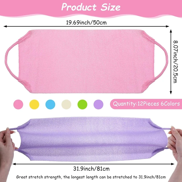 Alt view image 3 of 7 - Exfoliating Back Scrubber with Handles Nylon Body Wash Loofah Stretchable Pull Strap Deep Cleaning Massager for Women Men