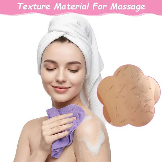 Alt view image 5 of 7 - Exfoliating Back Scrubber with Handles Nylon Body Wash Loofah Stretchable Pull Strap Deep Cleaning Massager for Women Men