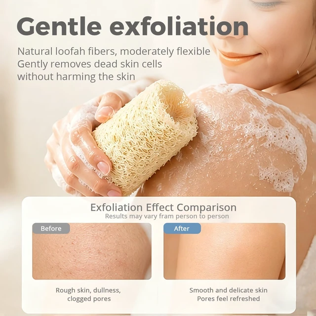 Alt view image 3 of 7 - Dead Skin Removal Loofah for Shower and Kitchen Use, Eco-Friendly Plant Fiber Bath Sponge with Hanging Rope, Pure Natural Dried Luffa Body Exfoliator