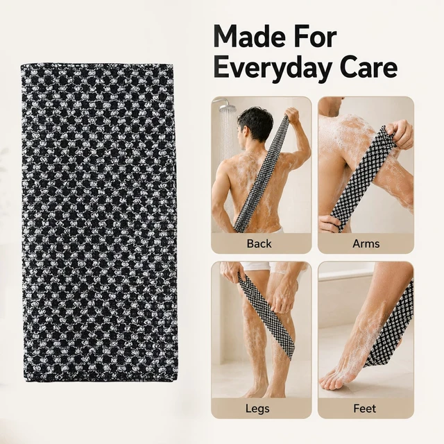 Alt view image 5 of 7 - Loofah Bath Towel for Women, Long Back Cleaning Cloth for Deep Cleansing, Exfoliating Shower Washcloth Towel, African Net Sponge Body Scrubber