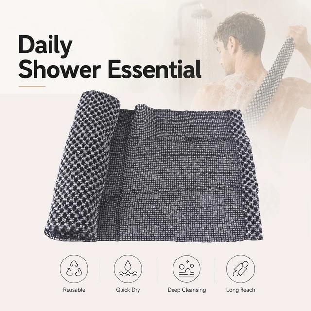 Alt view image 6 of 7 - Loofah Bath Towel for Women, Long Back Cleaning Cloth for Deep Cleansing, Exfoliating Shower Washcloth Towel, African Net Sponge Body Scrubber