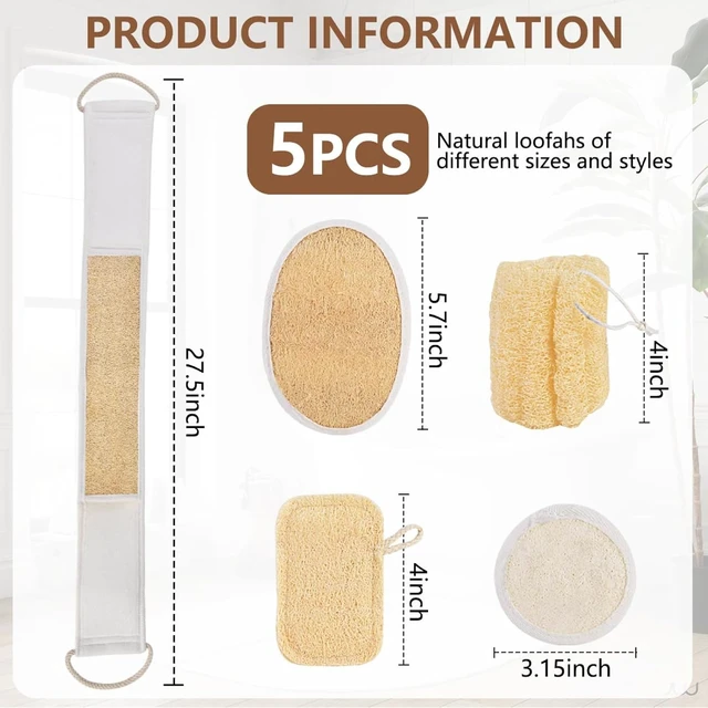 Alt view image 3 of 7 - Natural Loofah Exfoliating Body Back Scrubber Bath Shower Sponge Luffa Wash Tool for Women Men Face Body Dishes Cleaning