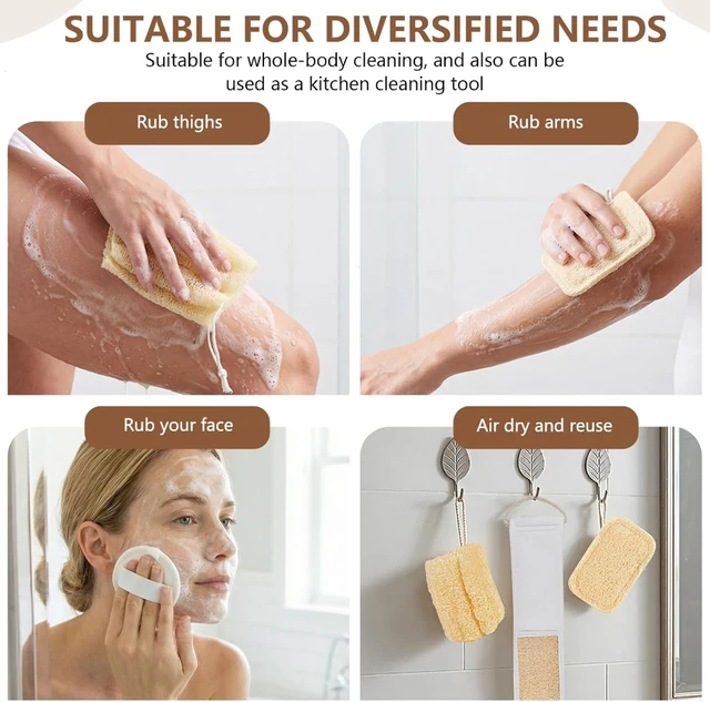 Alt view image 7 of 7 - Natural Loofah Exfoliating Body Back Scrubber Bath Shower Sponge Luffa Wash Tool for Women Men Face Body Dishes Cleaning