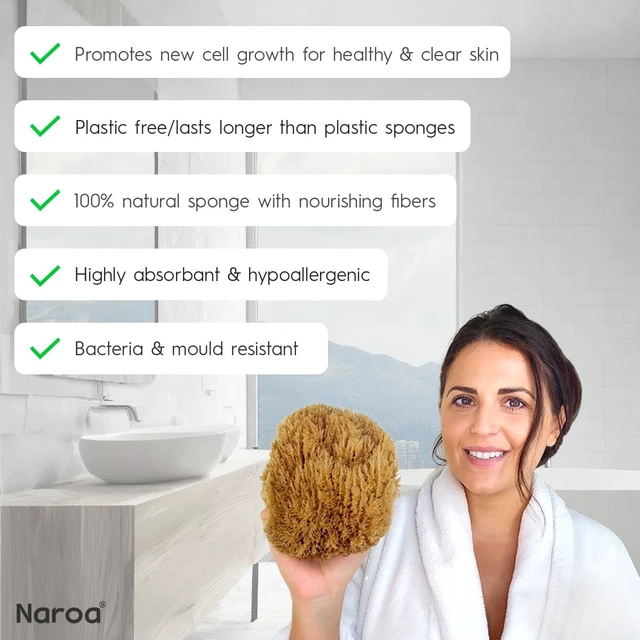Alt view image 3 of 7 - Natural Exfoliating Sea Loofah Sponge for Bathing | Eco-Friendly Unbleached Body Scrubber Puff | Sustainable Plastic-Free Shower Tool
