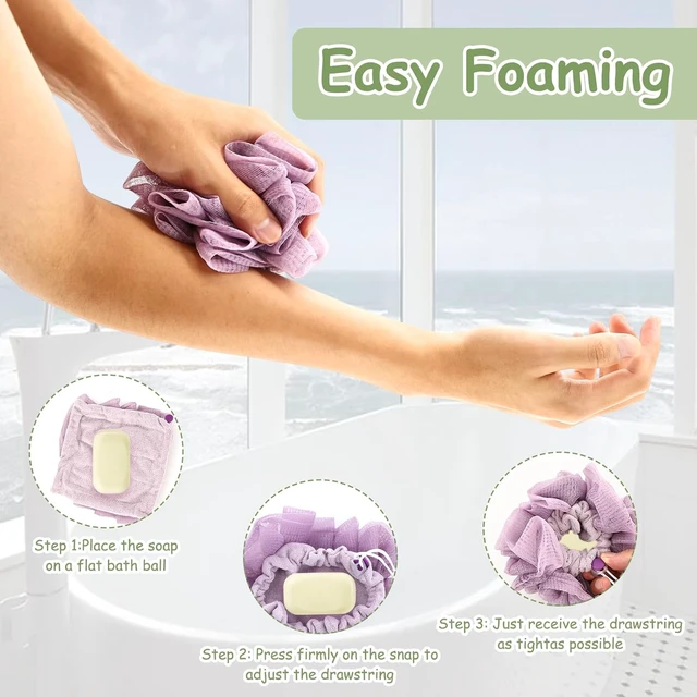 Alt view image 3 of 7 - Deep Cleansing Body Scrubber for Smooth Skin in Bath & Shower, Natural Loofah Soap Bars for Exfoliation