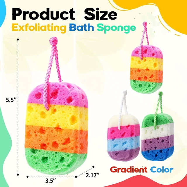 Alt view image 2 of 7 - Gentle Shower Scrubber with Rich Lather, Exfoliating Bath Sponge Set - Soft Reusable Body Loofahs for Women