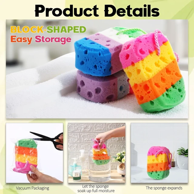 Alt view image 3 of 7 - Gentle Shower Scrubber with Rich Lather, Exfoliating Bath Sponge Set - Soft Reusable Body Loofahs for Women