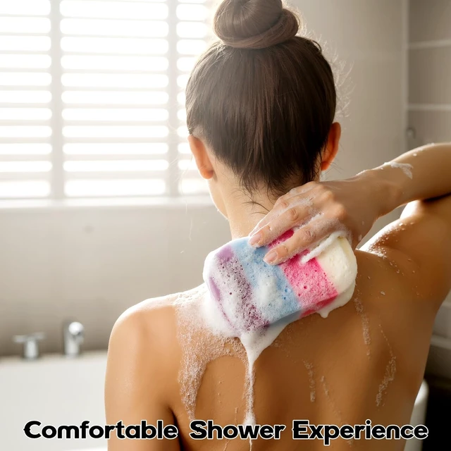 Alt view image 4 of 7 - Gentle Shower Scrubber with Rich Lather, Exfoliating Bath Sponge Set - Soft Reusable Body Loofahs for Women