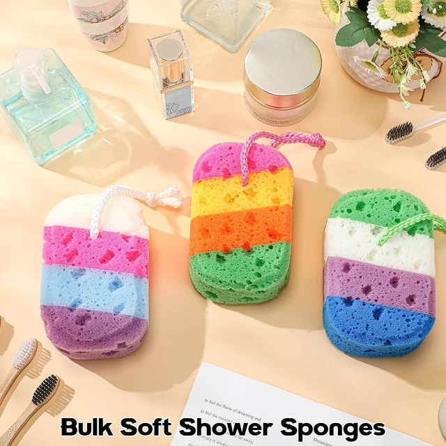Alt view image 5 of 7 - Gentle Shower Scrubber with Rich Lather, Exfoliating Bath Sponge Set - Soft Reusable Body Loofahs for Women