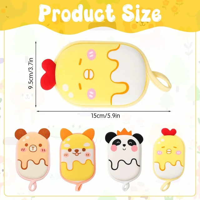 Alt view image 2 of 7 - Baby & Women - Soft Absorbent Exfoliating Body Scrubber for Shower Washing, Cute Cartoon Mesh Bath Loofah Sponge Set for Kids