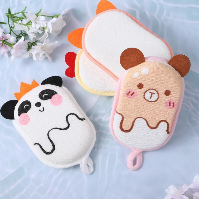 Alt view image 7 of 7 - Baby & Women - Soft Absorbent Exfoliating Body Scrubber for Shower Washing, Cute Cartoon Mesh Bath Loofah Sponge Set for Kids