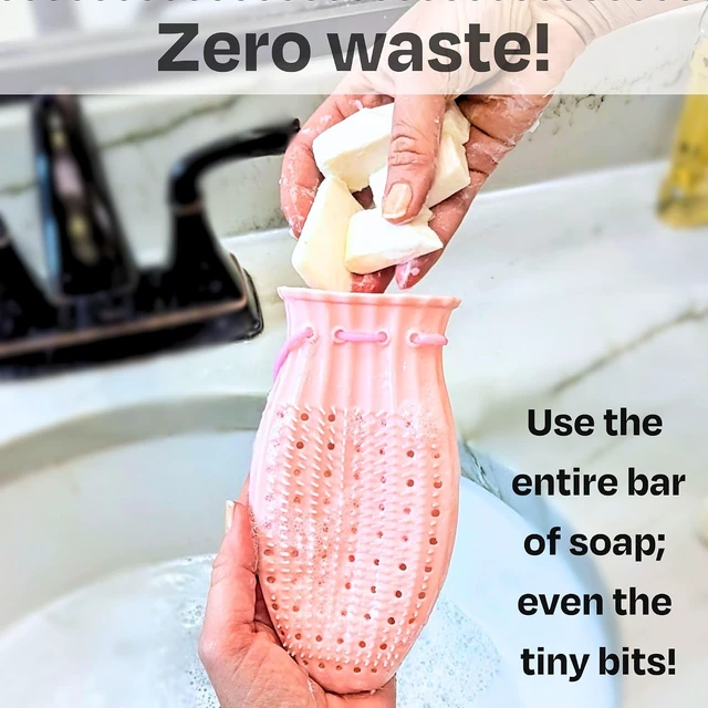 Alt view image 2 of 7 - Gentle Body Scrubber Saver Net, Loofah Pouch for Bar Soap, Exfoliating Mesh Soap Bag