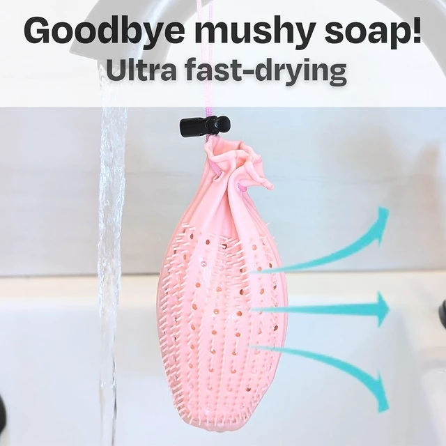 Alt view image 6 of 7 - Gentle Body Scrubber Saver Net, Loofah Pouch for Bar Soap, Exfoliating Mesh Soap Bag