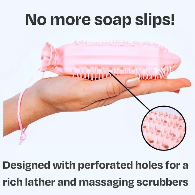 Alt view image 7 of 7 - Gentle Body Scrubber Saver Net, Loofah Pouch for Bar Soap, Exfoliating Mesh Soap Bag
