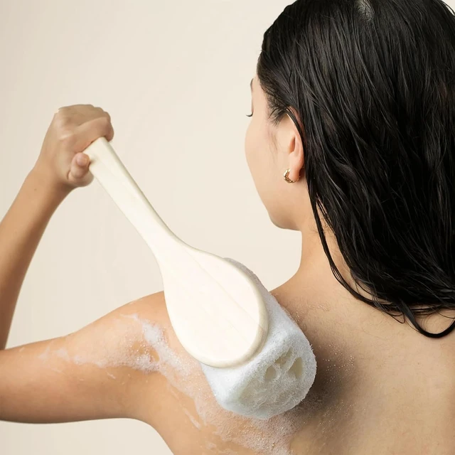 Alt view image 4 of 7 - Exfoliating Shower Set, Loofah Bath Brush & Green Delicate EcoPouf
