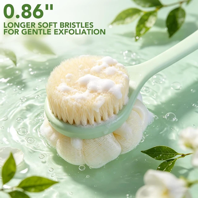 Alt view image 2 of 7 - Long Handle Shower Back Scrubber Loofah Body Brush