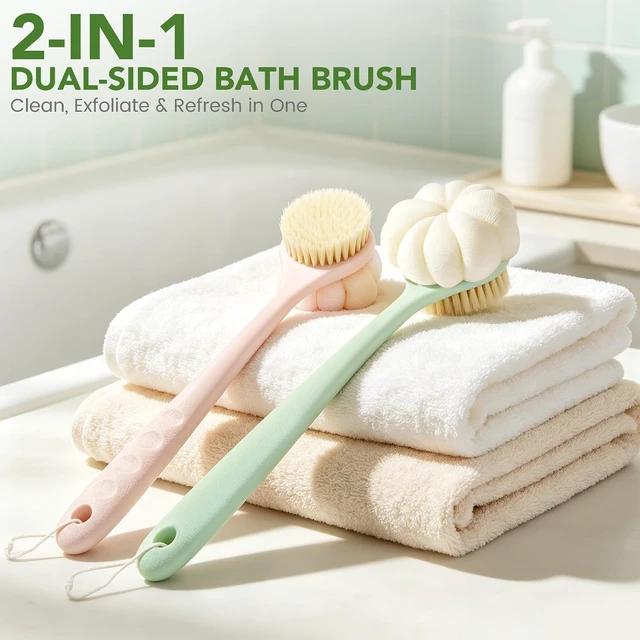Alt view image 5 of 7 - Long Handle Shower Back Scrubber Loofah Body Brush