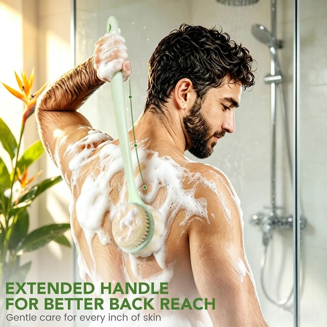 Alt view image 6 of 7 - Long Handle Shower Back Scrubber Loofah Body Brush