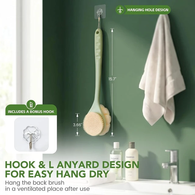 Alt view image 7 of 7 - Long Handle Shower Back Scrubber Loofah Body Brush