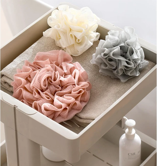 Alt view image 5 of 6 - Includes Bonus Kitchen Sponge, Exfoliating Mesh Shower Pouf for Smooth Skin, Dual-Function Loofah and Washcloth Set with Soap Holder