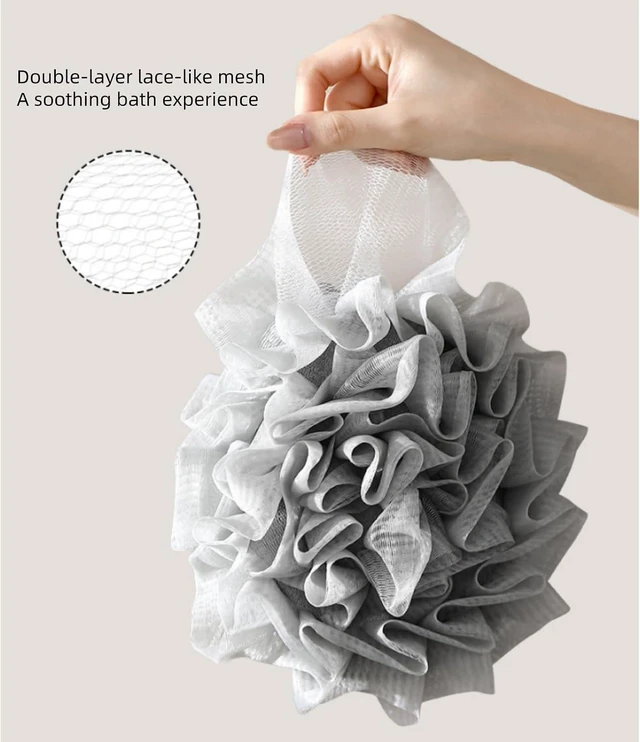 Alt view image 6 of 6 - Includes Bonus Kitchen Sponge, Exfoliating Mesh Shower Pouf for Smooth Skin, Dual-Function Loofah and Washcloth Set with Soap Holder