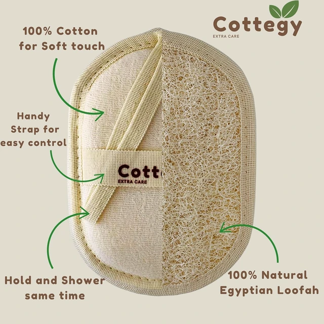 Alt view image 3 of 7 - Pure Natural Egyptian Loofah Body Scrubber for Gentle Exfoliation - Eco-Friendly Bath Sponge for Face & Skin Care