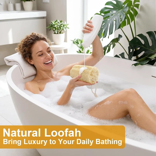 Alt view image 2 of 7 - Organic Natural Loofah Sponge Eco-Friendly Biodegradable Luffa Body Scrubber Exfoliating Bath Shower Tool for Deep Cleaning