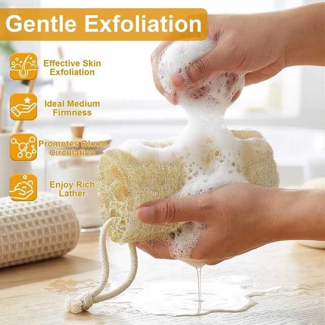 Alt view image 4 of 7 - Organic Natural Loofah Sponge Eco-Friendly Biodegradable Luffa Body Scrubber Exfoliating Bath Shower Tool for Deep Cleaning