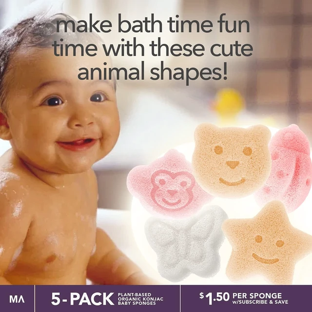 Alt view image 5 of 6 - Natural Konjac Bath Sponge for Infants and Toddlers | Organic Plant-Based Kids Shower Puff | Cute Animal Shapes