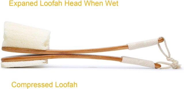 Alt view image 5 of 6 - Pure Natural Body Scrub Loofah with Extended Wooden Grip
