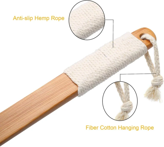 Alt view image 4 of 6 - Pure Natural Body Scrub Loofah with Extended Wooden Grip