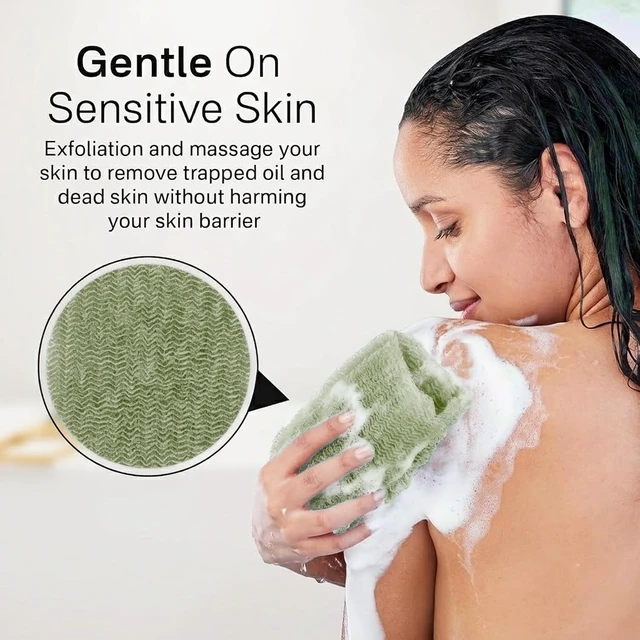 Alt view image 4 of 7 - Loofah Sponge Wash Cloths for Women Men, Exfoliating Body Scrubber Towels Set - Japanese Korean Style Back Scrubbers for Shower Bath