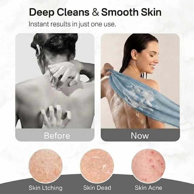 Alt view image 6 of 7 - Loofah Sponge Wash Cloths for Women Men, Exfoliating Body Scrubber Towels Set - Japanese Korean Style Back Scrubbers for Shower Bath