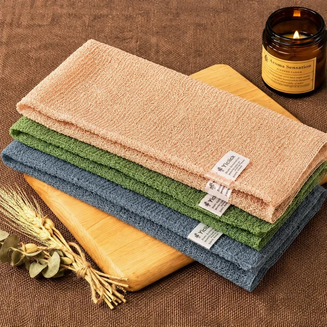 Alt view image 7 of 7 - Loofah Sponge Wash Cloths for Women Men, Exfoliating Body Scrubber Towels Set - Japanese Korean Style Back Scrubbers for Shower Bath