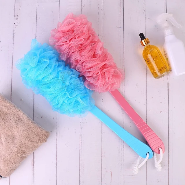 Alt view image 2 of 7 - Loofah on a Stick Body Exfoliator Sponge Bath Brush for Men and Women, Long Handle Back Scrubber Brush for Shower