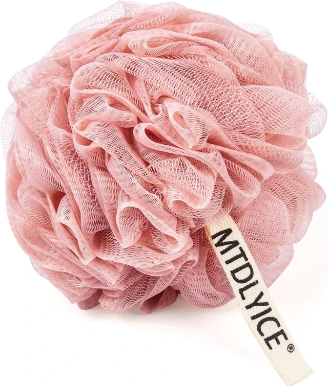 Alt view image 6 of 7 - Bath Accessories for Body Wash and Soap, Large Body Scrub Shower Pouf for Men, Soft Mesh Loofah Sponge