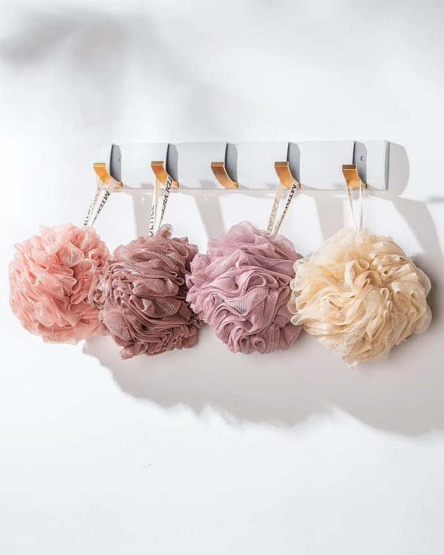 Alt view image 7 of 7 - Bath Accessories for Body Wash and Soap, Large Body Scrub Shower Pouf for Men, Soft Mesh Loofah Sponge