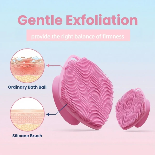 Alt view image 4 of 6 - Deep Skin Clean (Body+ Face Scrubber), Build Up Lather, Gentle Texture Exfoliating Body Scrubber for Men and Women On Sensitive Skin, Silicone Body Scrubber with Suction Cup
