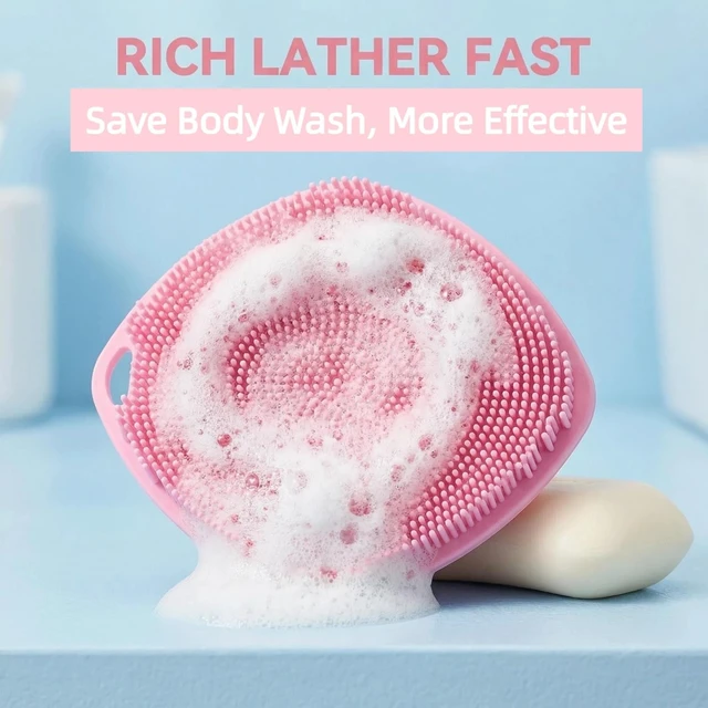 Alt view image 5 of 6 - Deep Skin Clean (Body+ Face Scrubber), Build Up Lather, Gentle Texture Exfoliating Body Scrubber for Men and Women On Sensitive Skin, Silicone Body Scrubber with Suction Cup